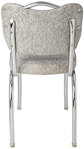 Richardson Seating Single Tone Channel Handle Back Retro Kitchen Chair with 2" Box Seat, Cracked Ice Grey, 18"