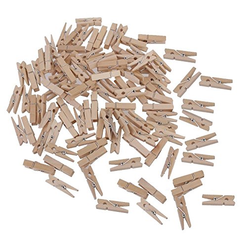 328 Feet Natural Jute Twine with 100 Pcs Mini Natural Wooden Clothespins Photo Pegs Craft Pictures Clips