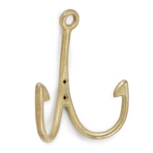 abbott collection 92-barb fish double wall hook, 6.25 inches h, antique gold