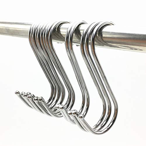 6 Pack 4.8 Inch Heavy Duty Solid Stainless Steel S Hook S Shape Durable Hanging Hooks for Heavy Items Tools, Auto Parts, Bicycle, Tires, Hoses.