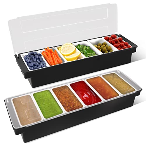 Ice Cooled Condiment Serving Container Chilled Garnish Tray Bar Caddy for Home Work or Restaurant