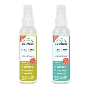 wondercide - flea, tick and mosquito spray for dogs, cats, and home - flea and tick killer, control, prevention, treatment - with natural essential oils – 4 oz lemongrass & cedarwood 2-pack