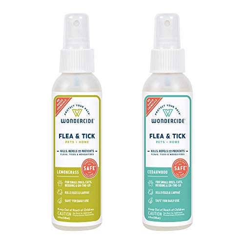 Wondercide - Flea, Tick and Mosquito Spray for Dogs, Cats, and Home - Flea and Tick Killer, Control, Prevention, Treatment - with Natural Essential Oils – 4 oz Lemongrass & Cedarwood 2-Pack