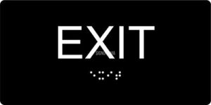 ada exit sign, 6"x 3",braille grade ii (black/white)