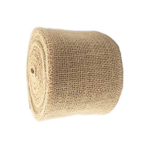 LWR CRAFTS Natural Burlap Ribbon 32 Feet (3 1/8")