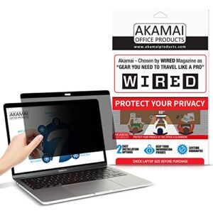 akamai office products 13.3 inch 2016 to current macbook pro magnetic privacy screen (16:10) - display security - also fits 2018 macbook air (latest 13 inch macbook pro & 2018 macbook air)