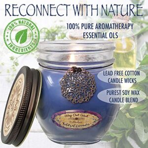 Way Out West Aromatherapy Scented Candles -Stress Relief & Relaxation, 60 Hour Long Burning Natural Candle - USA Made - 100% Real Lavender Essential Oils - Fragrant Soy Wax Jar Candles