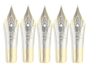 gullor 5pcs fountain pen nibs fit jinhao 250/301/500/5099/8802/9009/5000, gold, fine nib