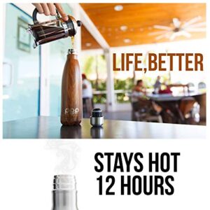 POP Design Stainless Steel Vacuum Insulated Water Bottle, Keeps Cold 24hrs or Hot for 12hrs, Sweat & Leak-Proof, BPA Free, 25 Ounce, Zebrana