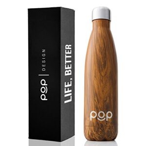 POP Design Stainless Steel Vacuum Insulated Water Bottle, Keeps Cold 24hrs or Hot for 12hrs, Sweat & Leak-Proof, BPA Free, 25 Ounce, Zebrana