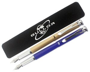 gullor 2pcs jinhao fountain pen set y1, silver trim, medium nib - gold & blue