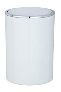 wenko inca trash can with lid, waste bin with swing lid, small trash can, mini trash can, small garbage can, small waste basket, 1.3 gal, Ø 7.28 x 10.04 in, white