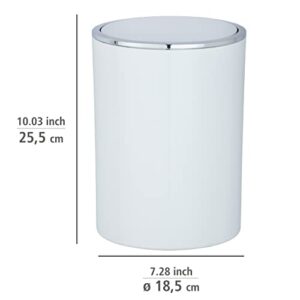 Wenko Inca Trash Can with Lid, Waste Bin with Swing Lid, Small Trash Can, Mini Trash Can, Small Garbage Can, Small Waste Basket, 1.3 Gal, Ø 7.28 x 10.04 in, White