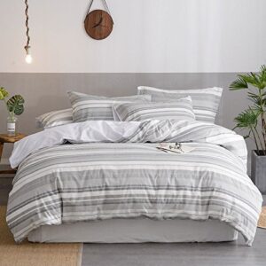 Merryfeel Cotton Duvet Cover Set, 100% Cotton Yarn Dyed Duvet Cover with 2 Pillowshams,- King