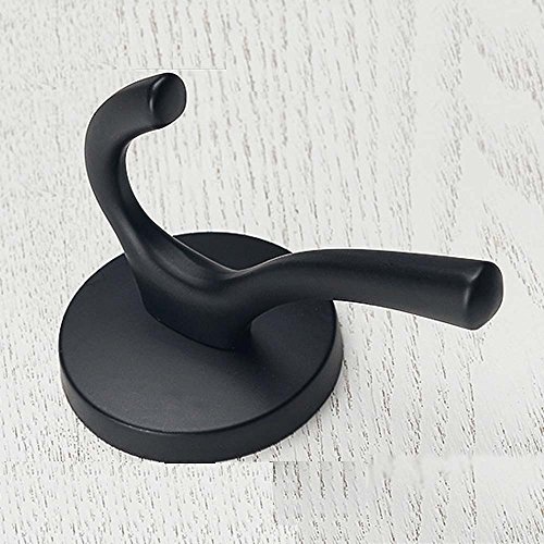 Mellewell 4 Pack Double Robe Hook Heavy Duty Towel Coat Hooks 4-1/5'' Wall Mounted in Matte Black, 09001B