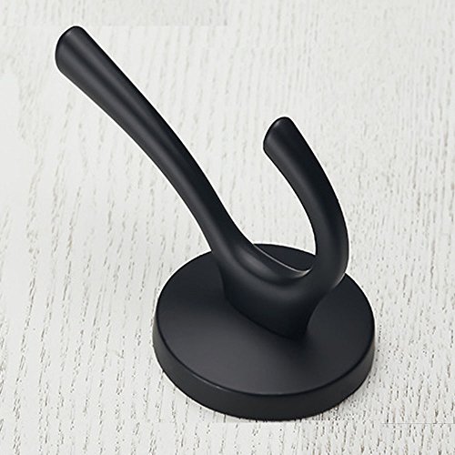 Mellewell 4 Pack Double Robe Hook Heavy Duty Towel Coat Hooks 4-1/5'' Wall Mounted in Matte Black, 09001B