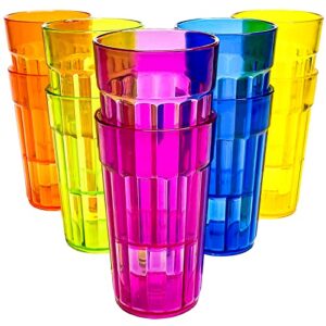 honla 10 oz small drinking glasses,bpa free cups,unbreakable plastic tumblers,set of 10 highball water juice cups for kids/adults in 5 assorted colors,dishwasher safe