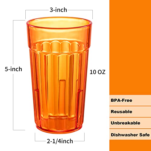 Honla 10 oz Small Drinking Glasses,BPA Free Cups,Unbreakable Plastic Tumblers,Set of 10 Highball Water Juice Cups for Kids/Adults in 5 Assorted Colors,Dishwasher Safe