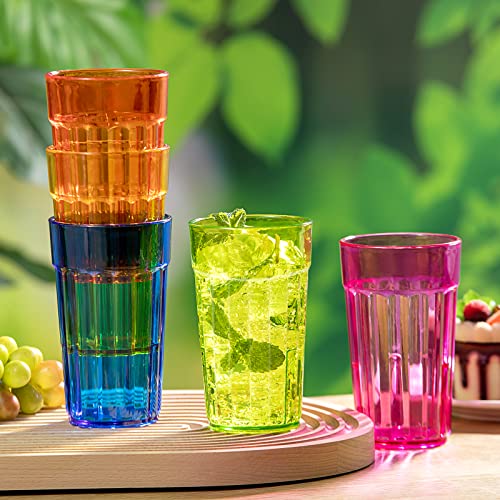 Honla 10 oz Small Drinking Glasses,BPA Free Cups,Unbreakable Plastic Tumblers,Set of 10 Highball Water Juice Cups for Kids/Adults in 5 Assorted Colors,Dishwasher Safe