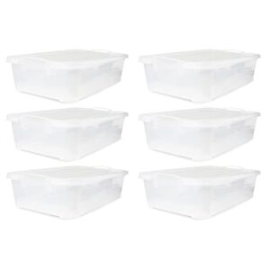 life story clear stackable closet & storage box 34 quart containers, (6 pack)