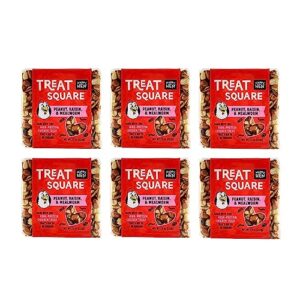 happy hen (case of 6) treats 7.5 oz. square-mealworm and peanut, 4.25" by 4.25" by 1.25"