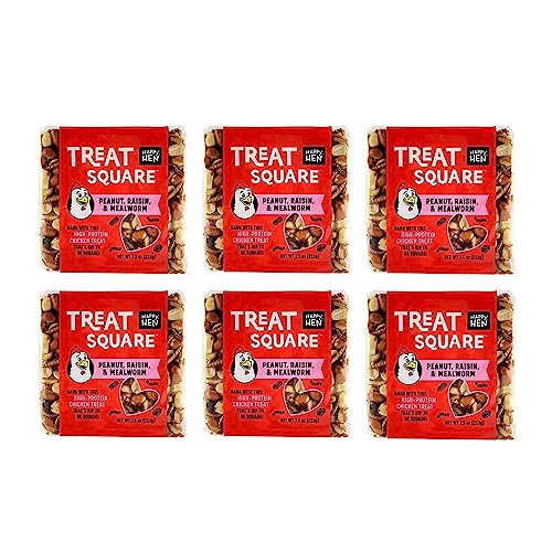 Happy Hen (Case of 6) Treats 7.5 oz. Square-Mealworm and Peanut, 4.25" by 4.25" by 1.25"