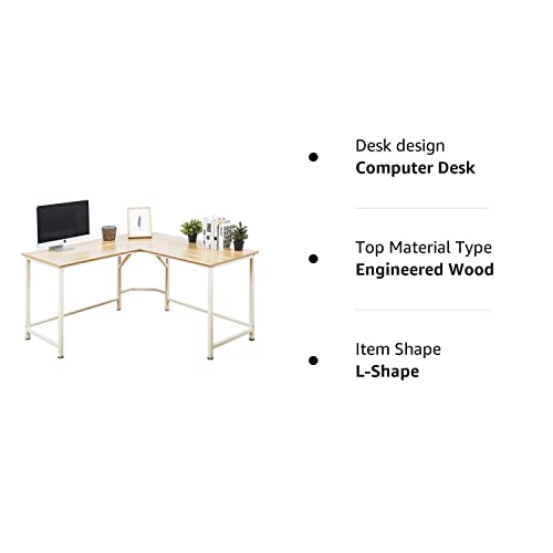 TOPSKY L-Shaped Desk Corner Computer Desk 55" x 55" with 24" Deep Workstation Bevel Edge Design (Oak)