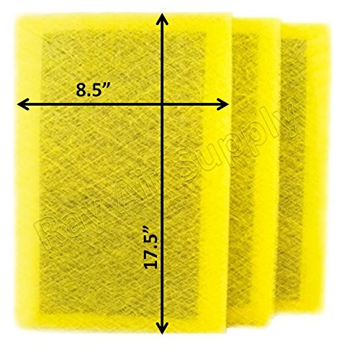 RAYAIR SUPPLY 10x20 MicroPower Guard Air Cleaner Replacement Filter Pads (3 Pack) Yellow