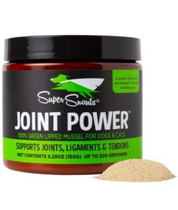 super snouts joint power 100% green lipped mussels for dogs & cats - dog joint supplement powder supports joints, tendons, ligaments (5.29 oz)