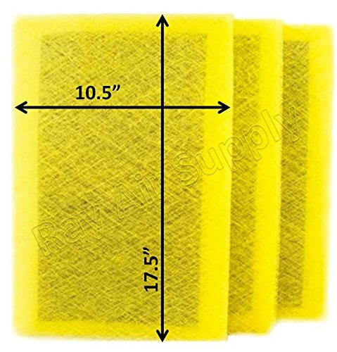 RAYAIR SUPPLY 12x20 MicroPower Guard Air Cleaner Replacement Filter Pads (3 Pack) Yellow