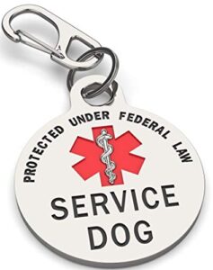 k9king service dog tag double sided federal protection with red medical alert symbol pet id tags 1.25 inch. easily attach to collar harness vest dog service tag