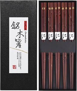 hualan japanese natural wood chopstick set reusable classic style chopsticks non-slip design chop sticks 5 pairs gift set