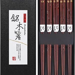 HuaLan Japanese Natural Wood Chopstick Set Reusable Classic Style Chopsticks Non-slip Design Chop Sticks 5 Pairs Gift Set