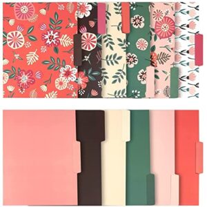 12 pack decorative flower file folders with 1/3 cut tab, pretty letter size 3-tab floral office supplies (9.5 x 11.5 in)