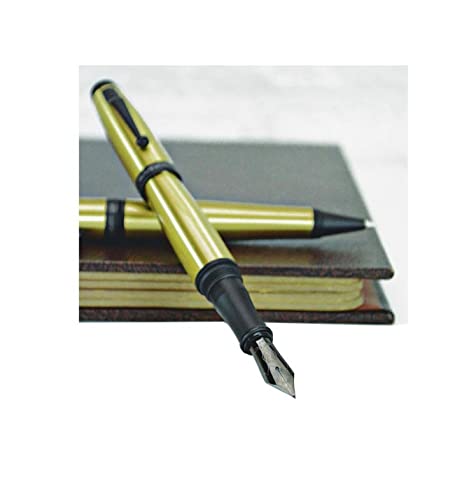 Monteverde Invincia Fountain Pen - Medium Nib, Black Ink Fountain Pen, Brass (MV42503)