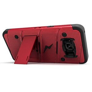 ZIZO Bolt Series for Samsung Galaxy S8 Plus Case Military Grade Drop Tested with Tempered Glass Screen Protector Holster RED Black