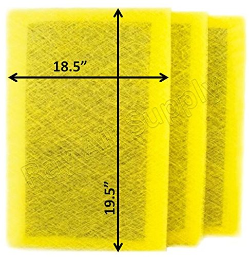 RAYAIR SUPPLY 20x22 MicroPower Guard Air Cleaner Replacement Filter Pads (3 Pack) Yellow