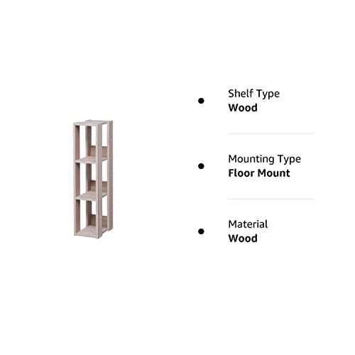 IRIS USA Rack 3-Shelf Open Wood Shelving Unit, Slim, Natural