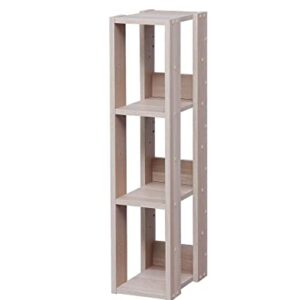 IRIS USA Rack 3-Shelf Open Wood Shelving Unit, Slim, Natural