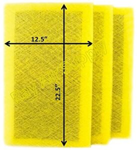 rayair supply 14x25 stratosaire air cleaner replacement filter pads 14x25 refills (3 pack) yellow