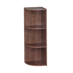 iris usa small spaces wood, bookshelf storage shelf, bookcase, 3-tier - corner, dark brown