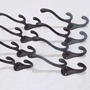 Midwest Craft House 8 Large Black Coat Hooks HAT Hook Vintage Antique Look Ornate HAT Tree