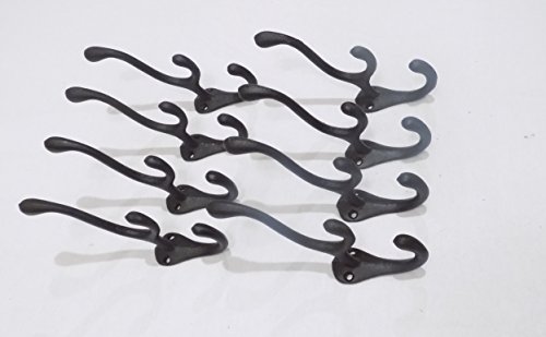 Midwest Craft House 8 Large Black Coat Hooks HAT Hook Vintage Antique Look Ornate HAT Tree