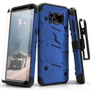 samsung galaxy s8 plus case, zizo [bolt series] w/ [galaxy s8 plus screen protector] kickstand [12 ft. military grade drop tested] holster clip - s8+