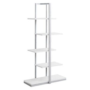 monarch specialties i 7233 bookshelf, bookcase, etagere, 5 tier, 60" h, office, bedroom, metal, laminate, white, grey, contemporary, modern