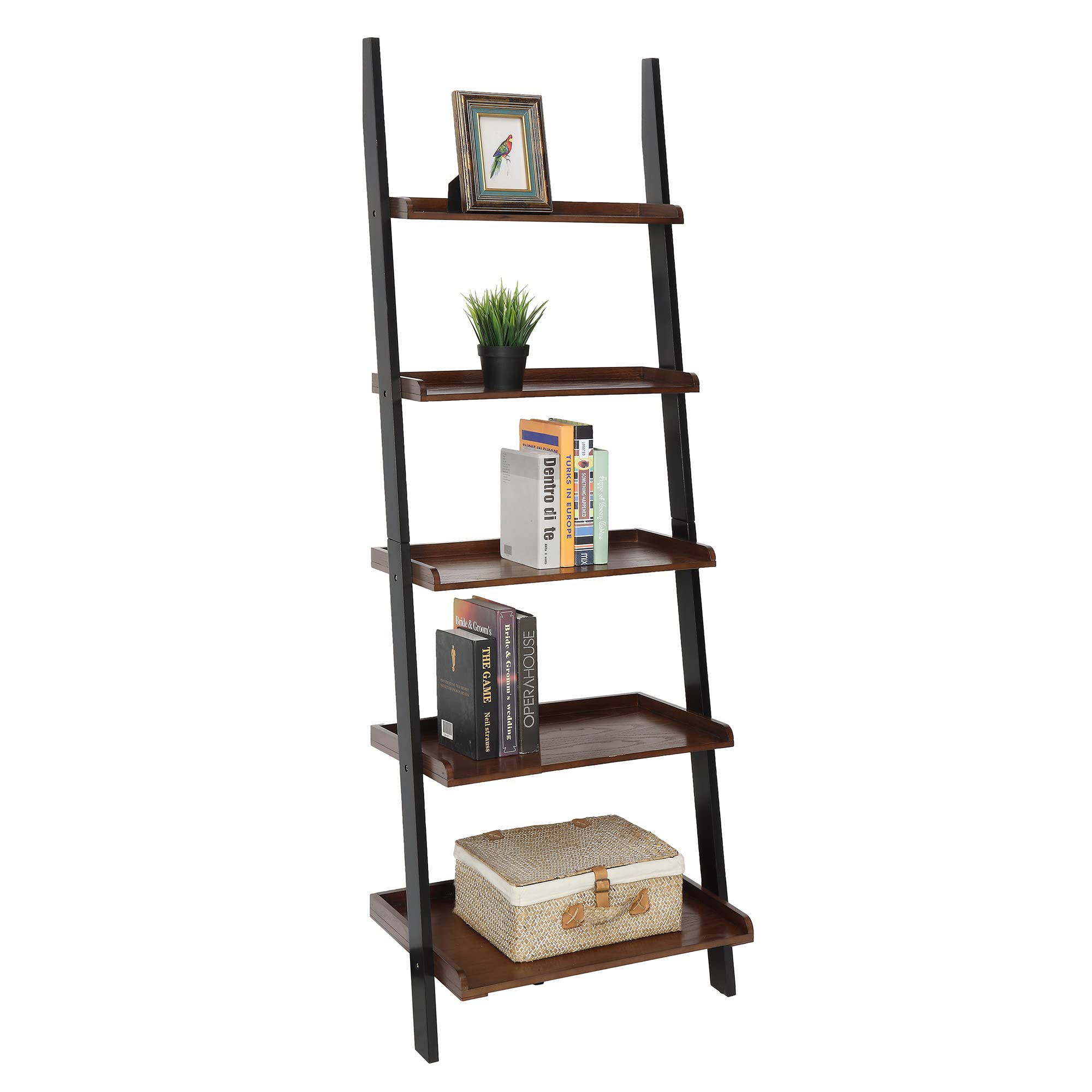 Convenience Concepts French Country Bookshelf Ladder, Dark Walnut / Black