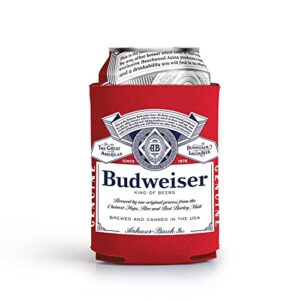 budweiser 12oz beer can cooler holder kaddy coolie huggie bud classic bowtie logo