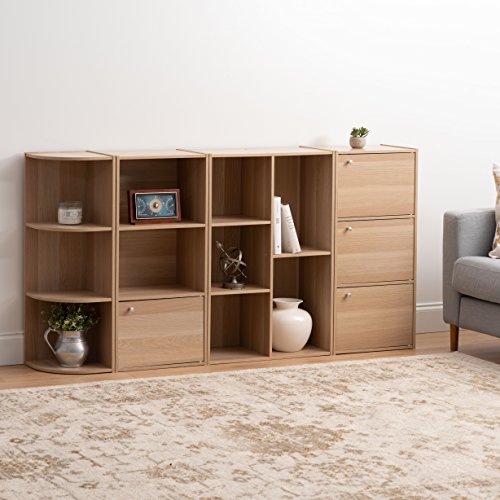 IRIS USA Small Spaces Wood, Bookshelf Storage Shelf, Bookcase, 3-Tier - Corner, Light Brown