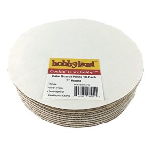 hobbyland cake boards circle white coated greaseproof (7" round, 10 cake boards)