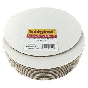 Hobbyland Cake Boards Circle White Coated Greaseproof (7" Round, 10 Cake Boards)